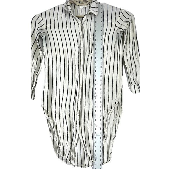 LOVE LIKE SUMMER X BILLABONG Womens M Tunic Top Off White Gray Linen Blend STAIN - Picture 4 of 8
